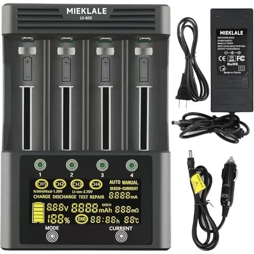 Cargador de batería 18650, cargador de batería recargable rápido de 4 M600 2