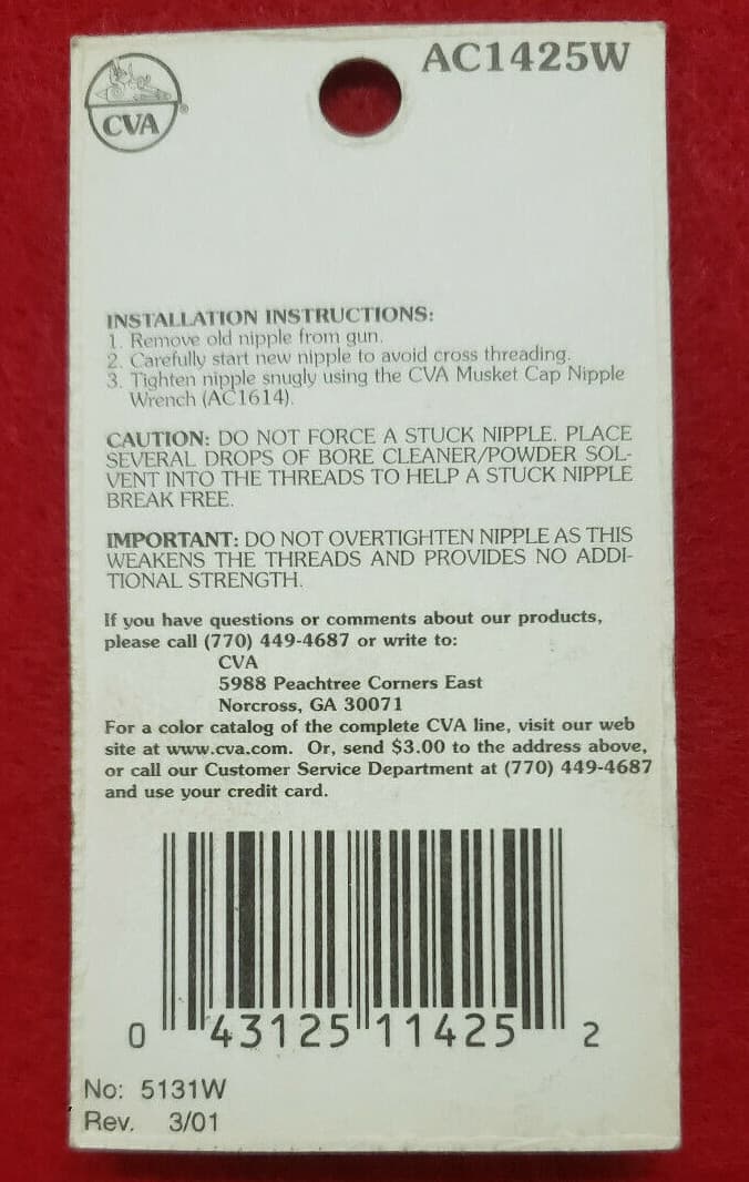 CVA Musket Cap Nipple (6 Pack) 3