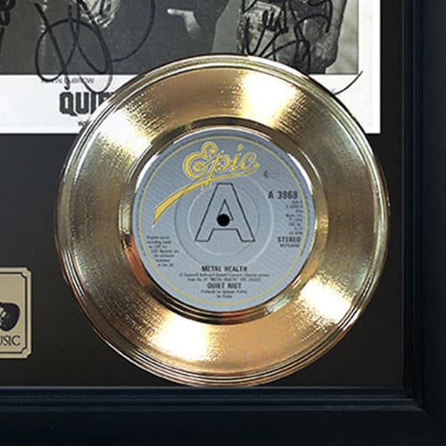 Quit Riot "Mental Health" Framed Gold Record Reproduction Signatures 3