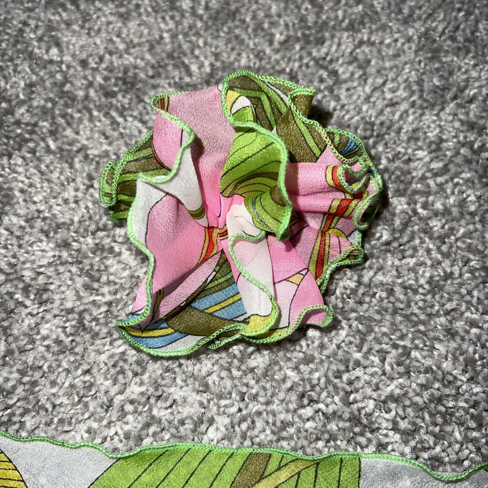 Vintage Neck Scarf With Clip Holder Nylon Floral Made in USA 4