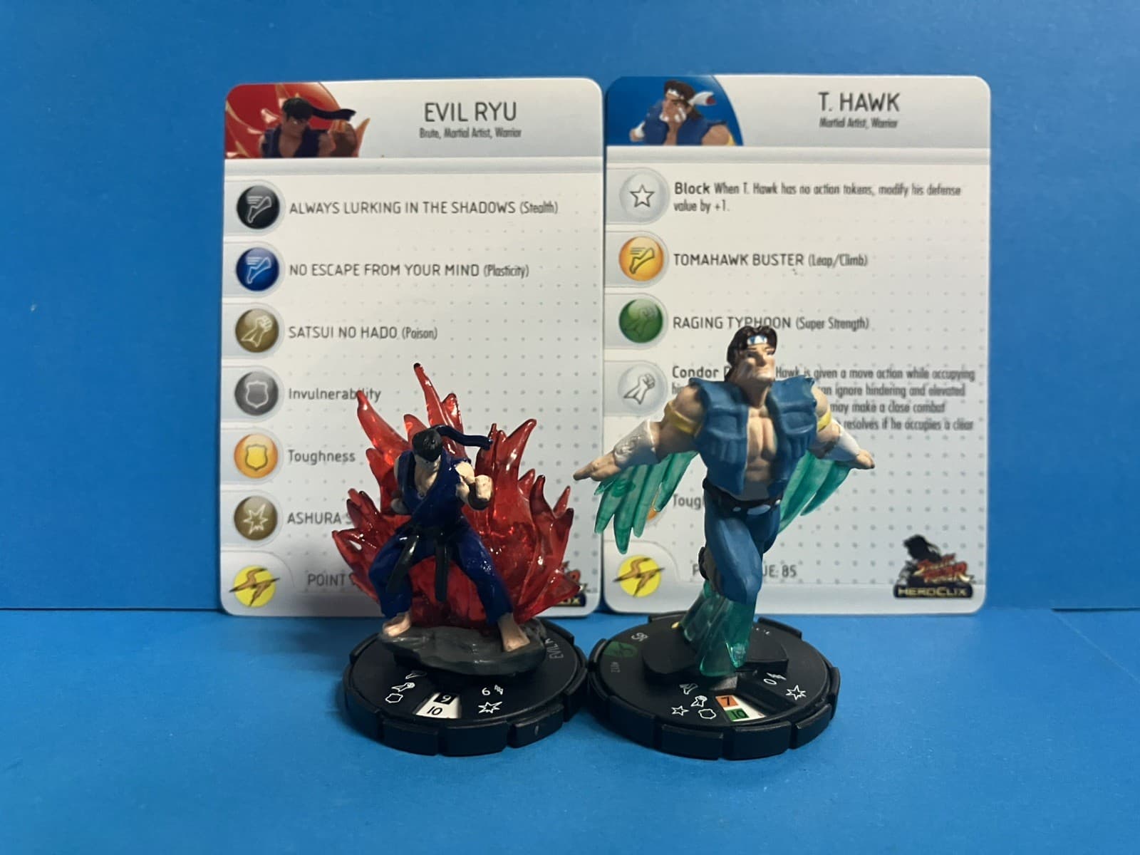 HEROCLIX Street Fighter Evil Ryu #023 Rare w/ T. Hawk #012 2