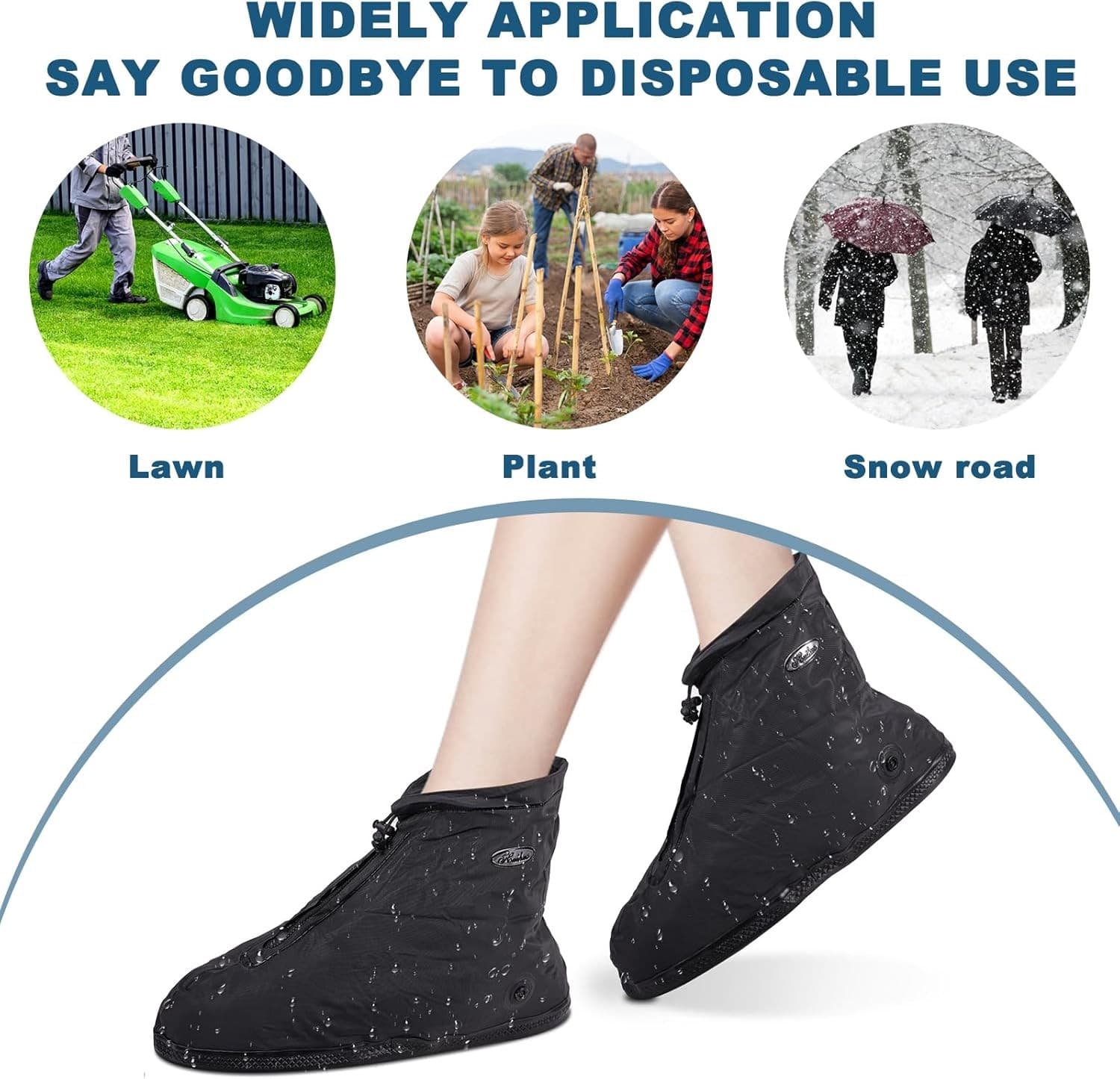 Shoe Covers with Zipper, Waterproof Hard Sole Version Shoe Covers for Rain XL 4