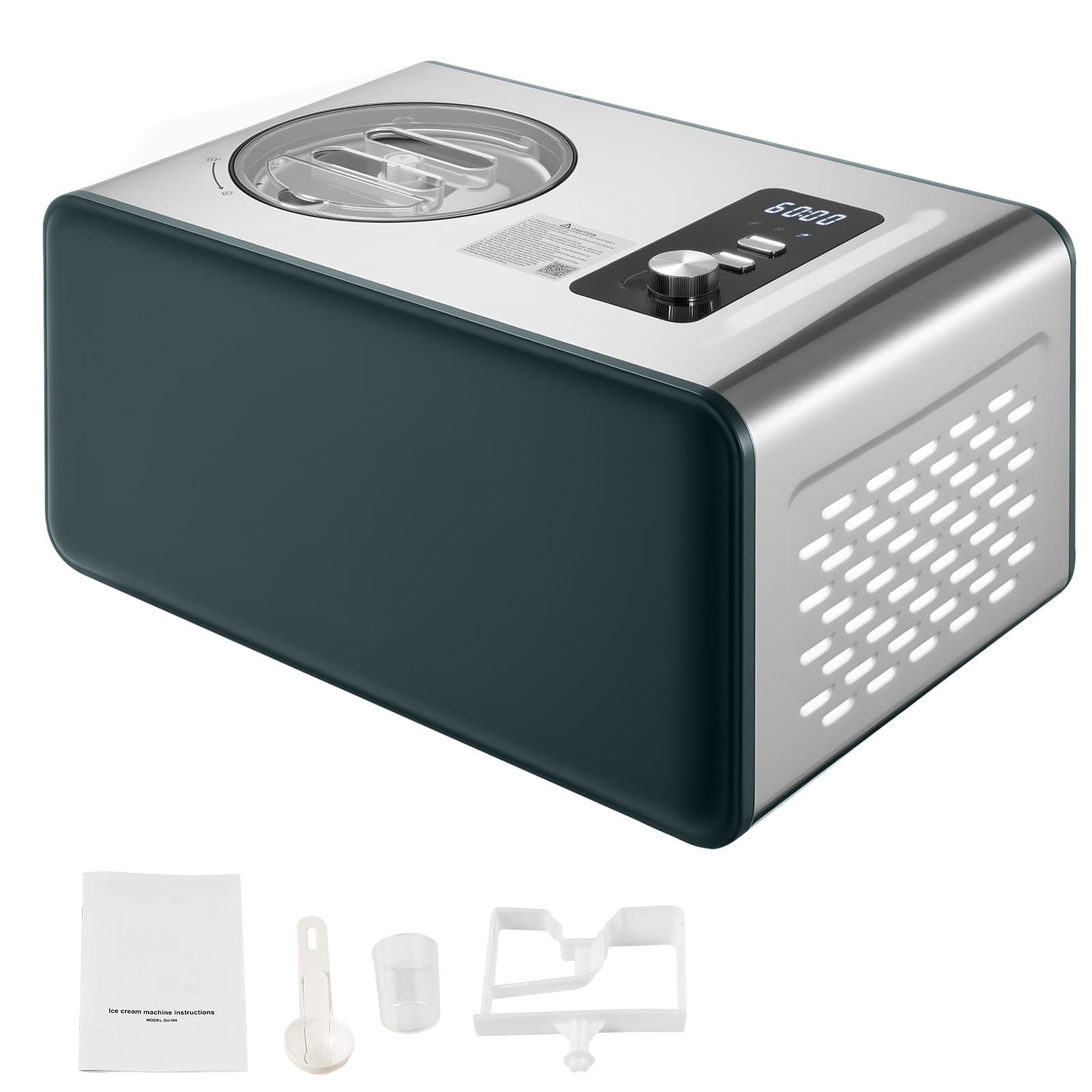 1.5 QT Automatic Ice Cream Maker with Built-in Compressor No Pre-freezing