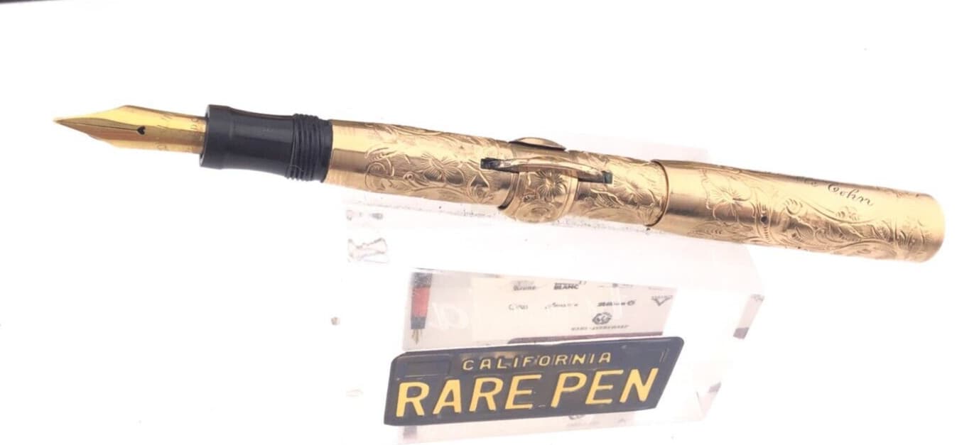 Vintage CONKLIN Fountain Pen HAND ENGRAVED  Filigree Overlay Crescent Filler 5