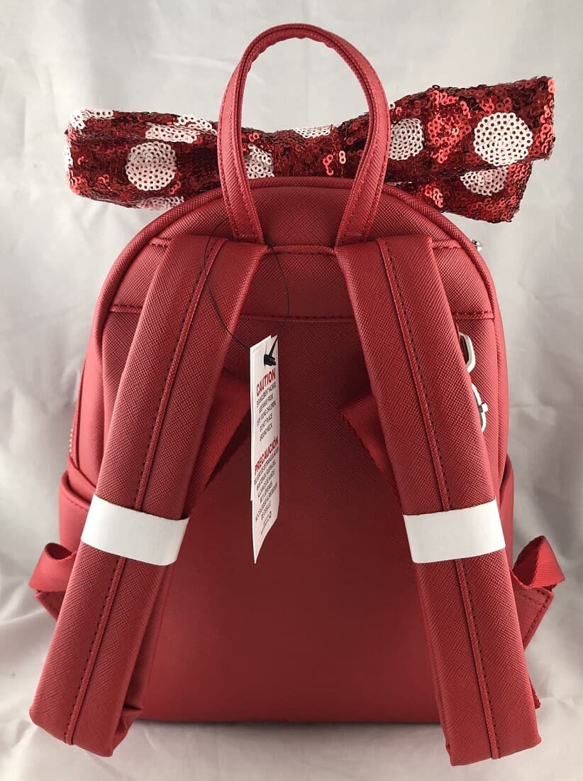 Disney Parks Loungefly Minnie Mouse Sequined Bow Signature Mini Backpack Bag NEW 3