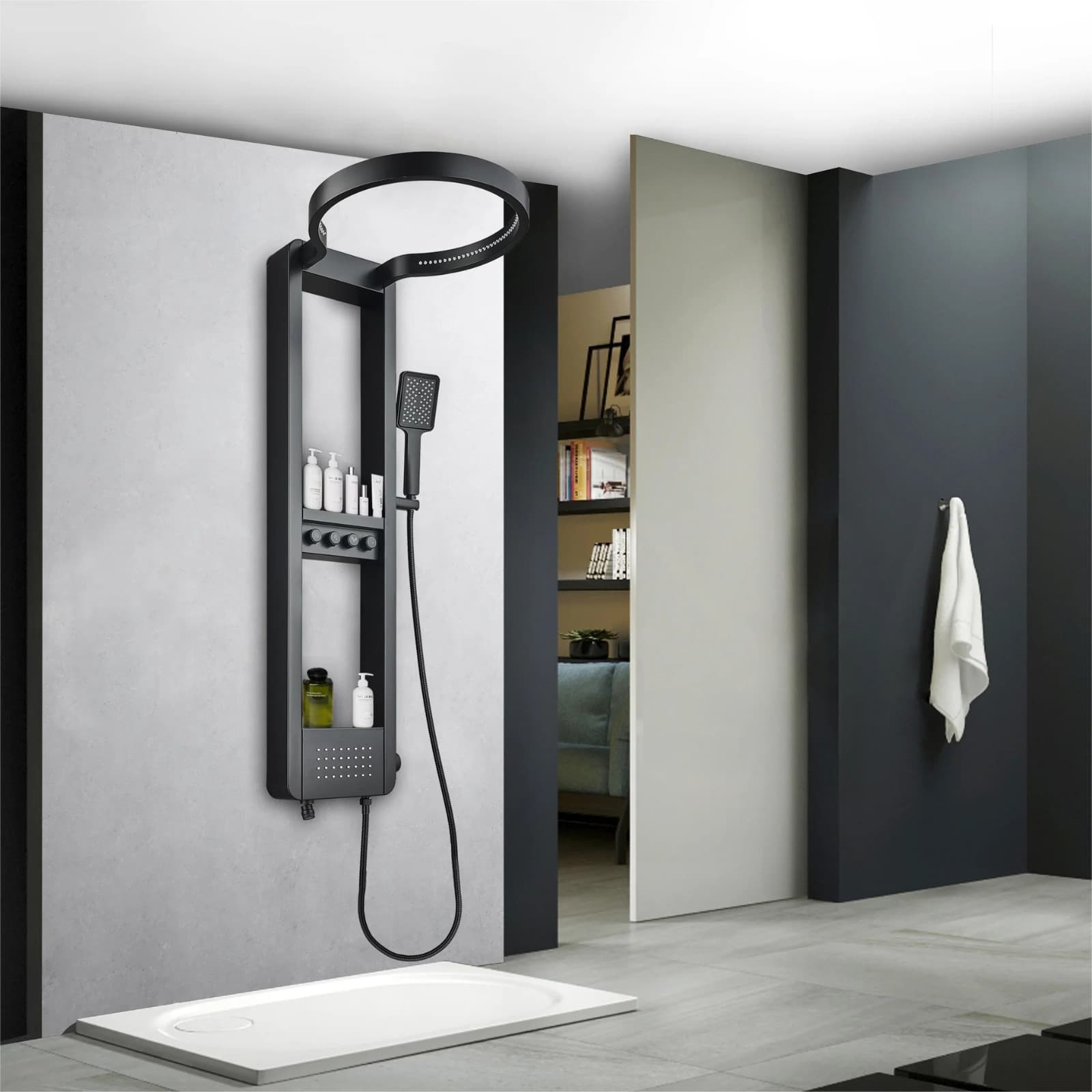 Stainless Steel Shower Panel SP-8117MB H48" x D(panel)3.3"D Sh-head 24" x W 10" 6