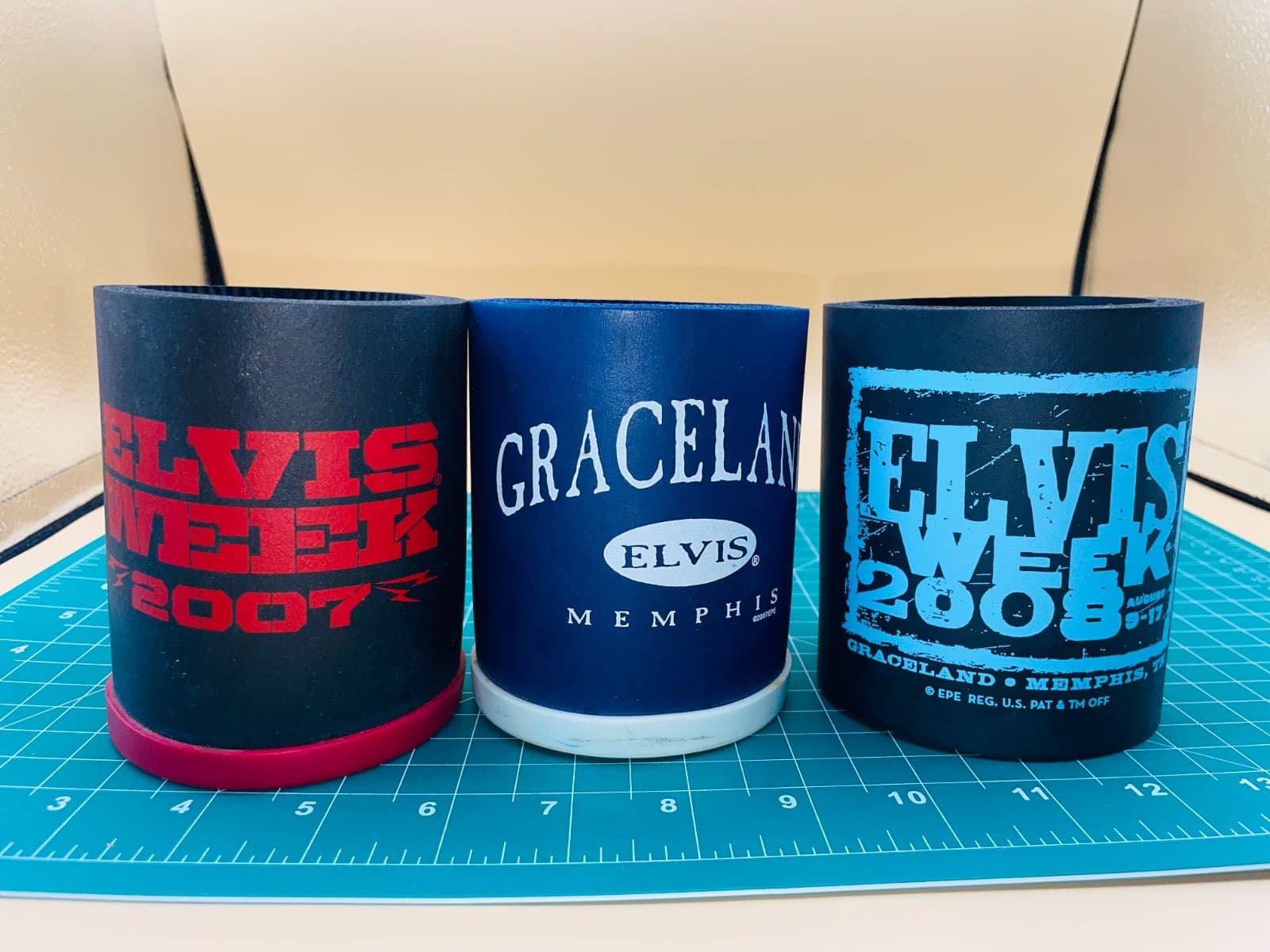 Vintage Elvis Week Lot of Coozies 2007-2008 Chill'er Beer Coolers Graceland