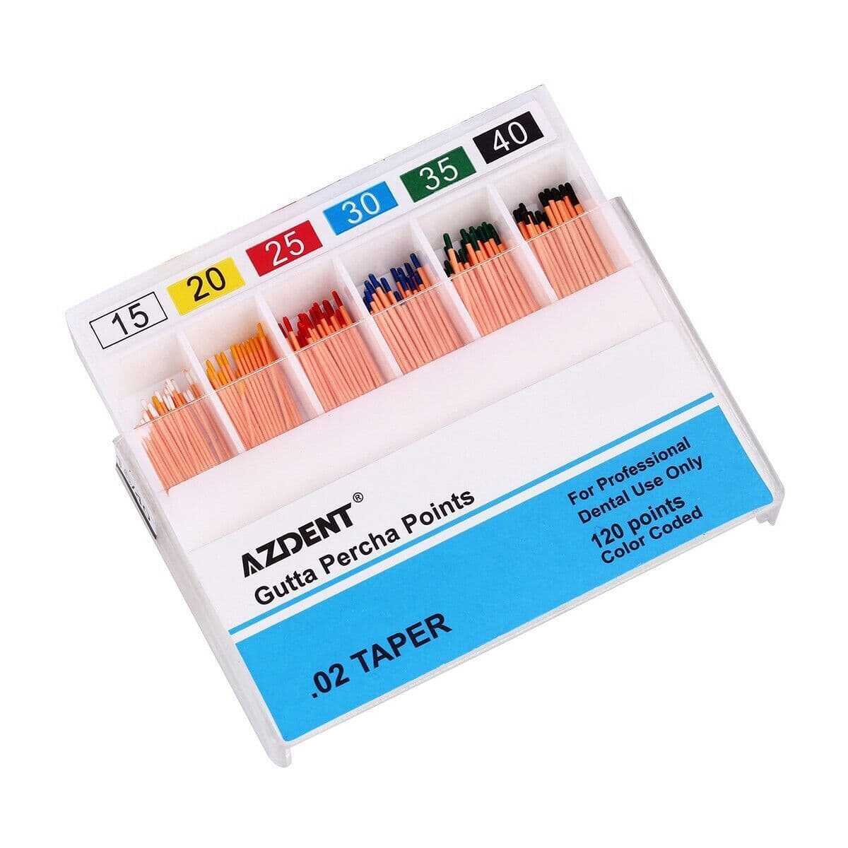 10 X Puntas de Gutapercha Dental GP 0.02 Taper 15-40# puntas de papel absorbente 5