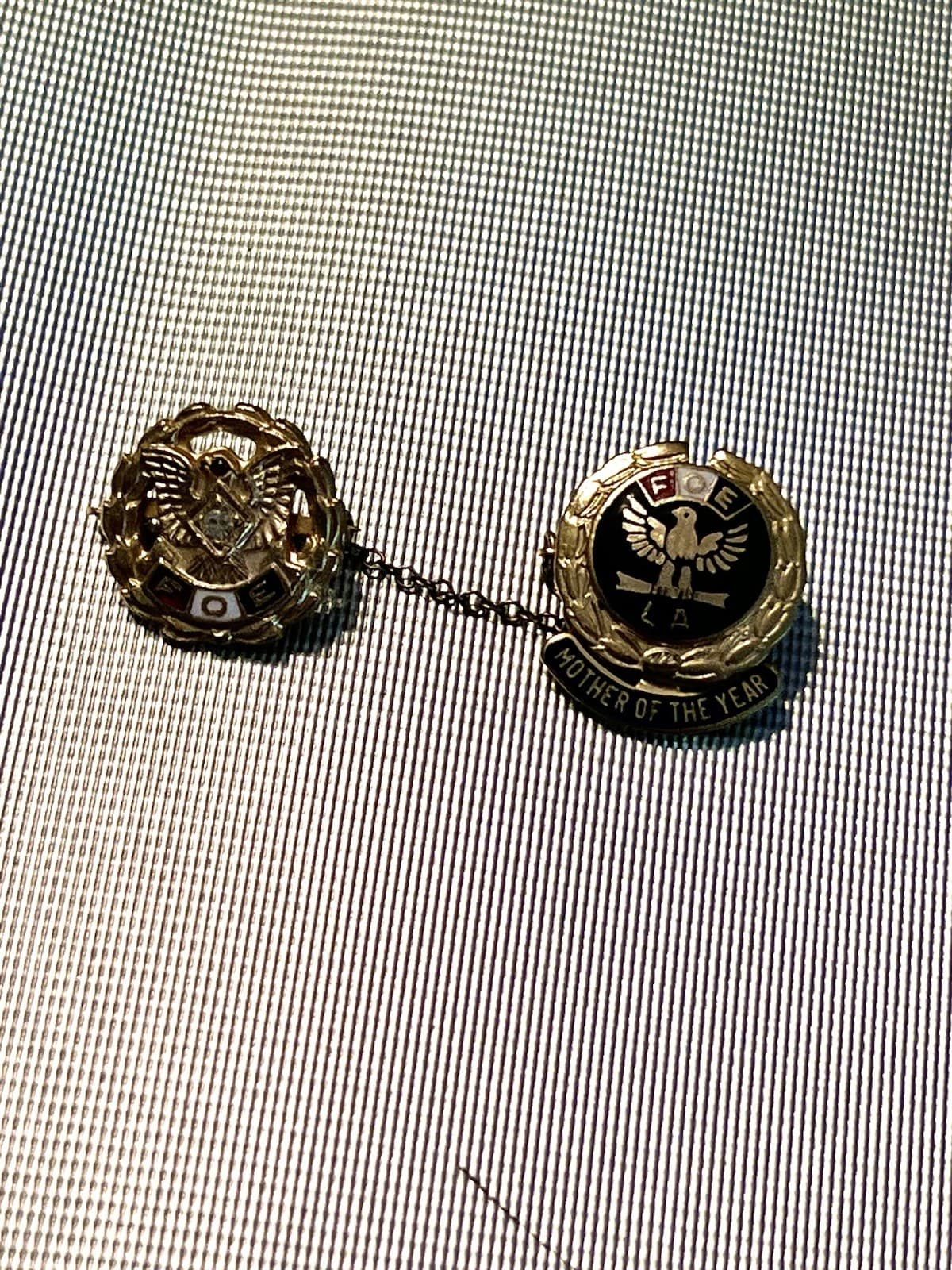 vintage Eagles Club FOE Mother of the Year Diamond & Ruby Double Pin