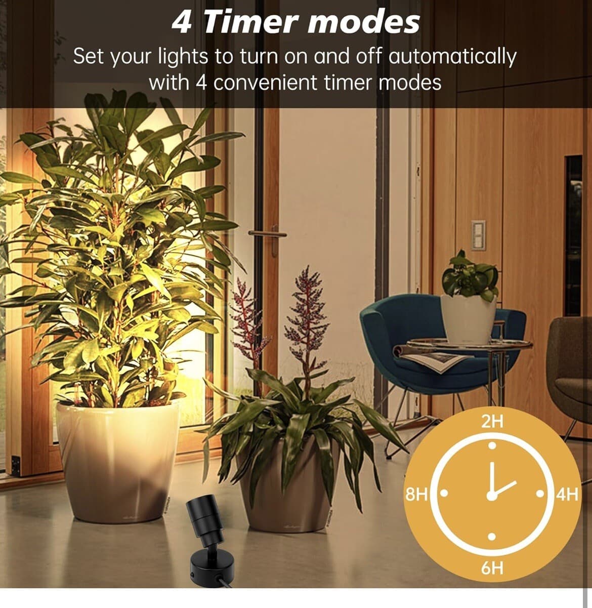 Indoor Spotlight for Plants Plug in 5W 500LM 120V Dimmable Accent Light 4 Pack 6