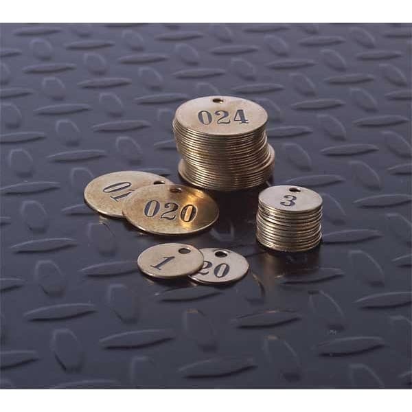 C.H. Hanson 40004 Numbered Tag, Brass, 1 In H X 1 In W, 1 In Dia., Brown, 3