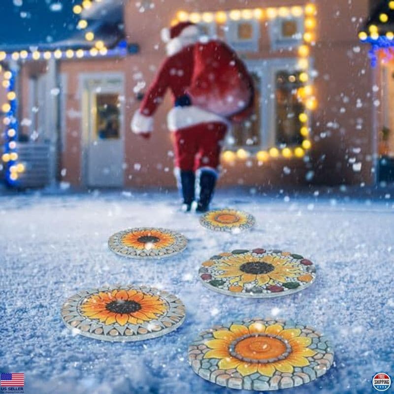 Set of 3 Sunflower Garden Stepping Stones - 10-Inch Decorative Pathway Stones 3
