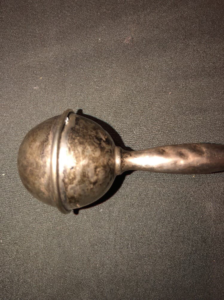 Tiffany & Co. 925 Sterling Silver Baby Rattle Dumbbell 5” Long vintage 3