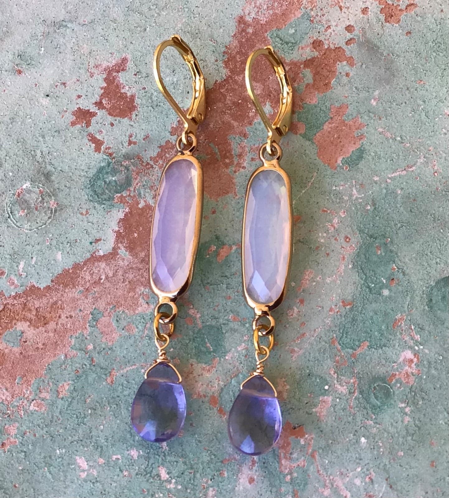 SUNDANCE CHARM ARTISAN JEWELRY EARRINGS OPALITE GOLD PLATED 2