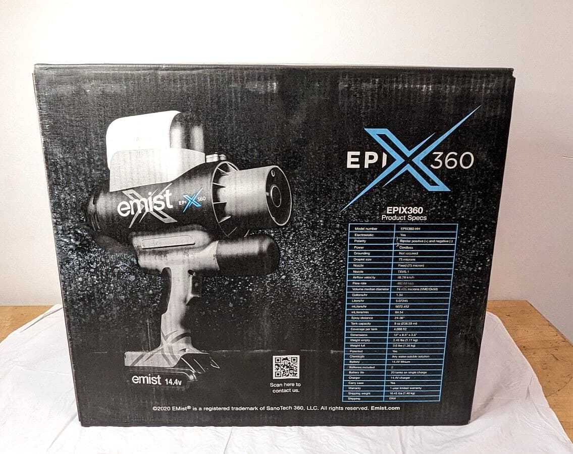 EMist Electrostatic Disinfectant Sprayer w/Case Batteries & Charger EPIX360 5