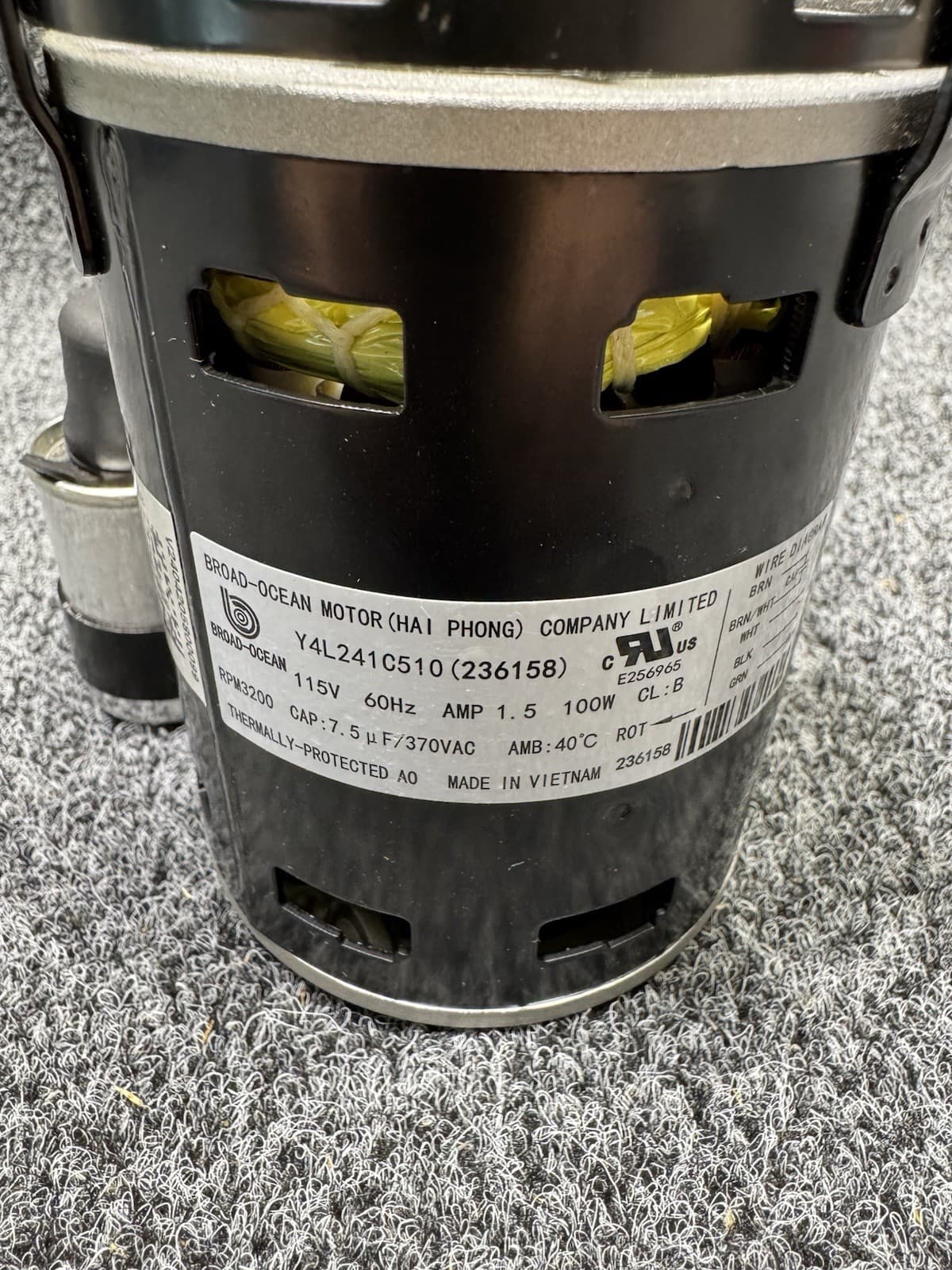 Reznor HVAC Replacement 120V Motor 196037 236158 Y4L241C510 RZ236158 3