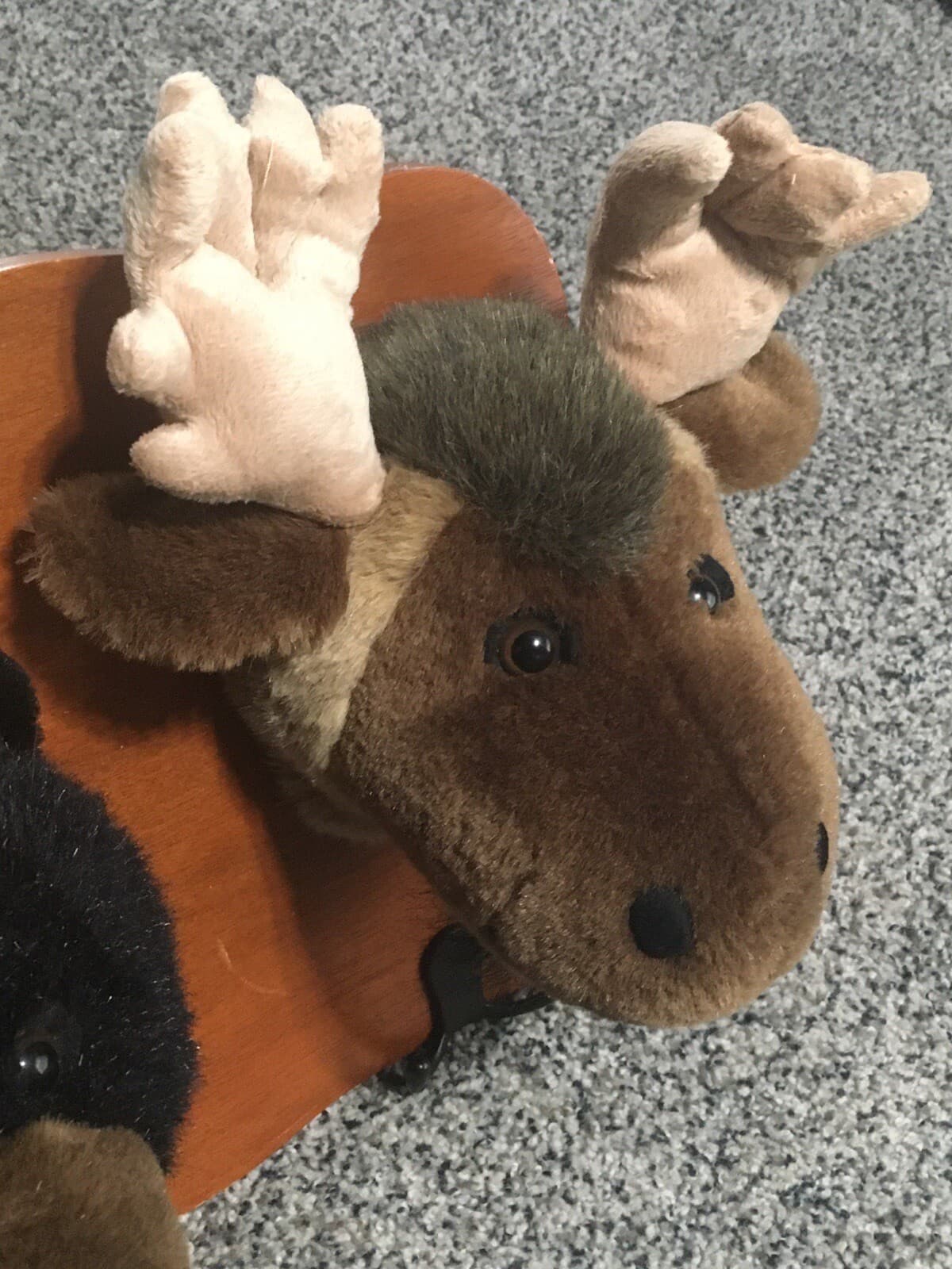 EUC Plushy Animal Trophy Hunt Coat Rack Deer Bear Moose Kid Room Hunting 6