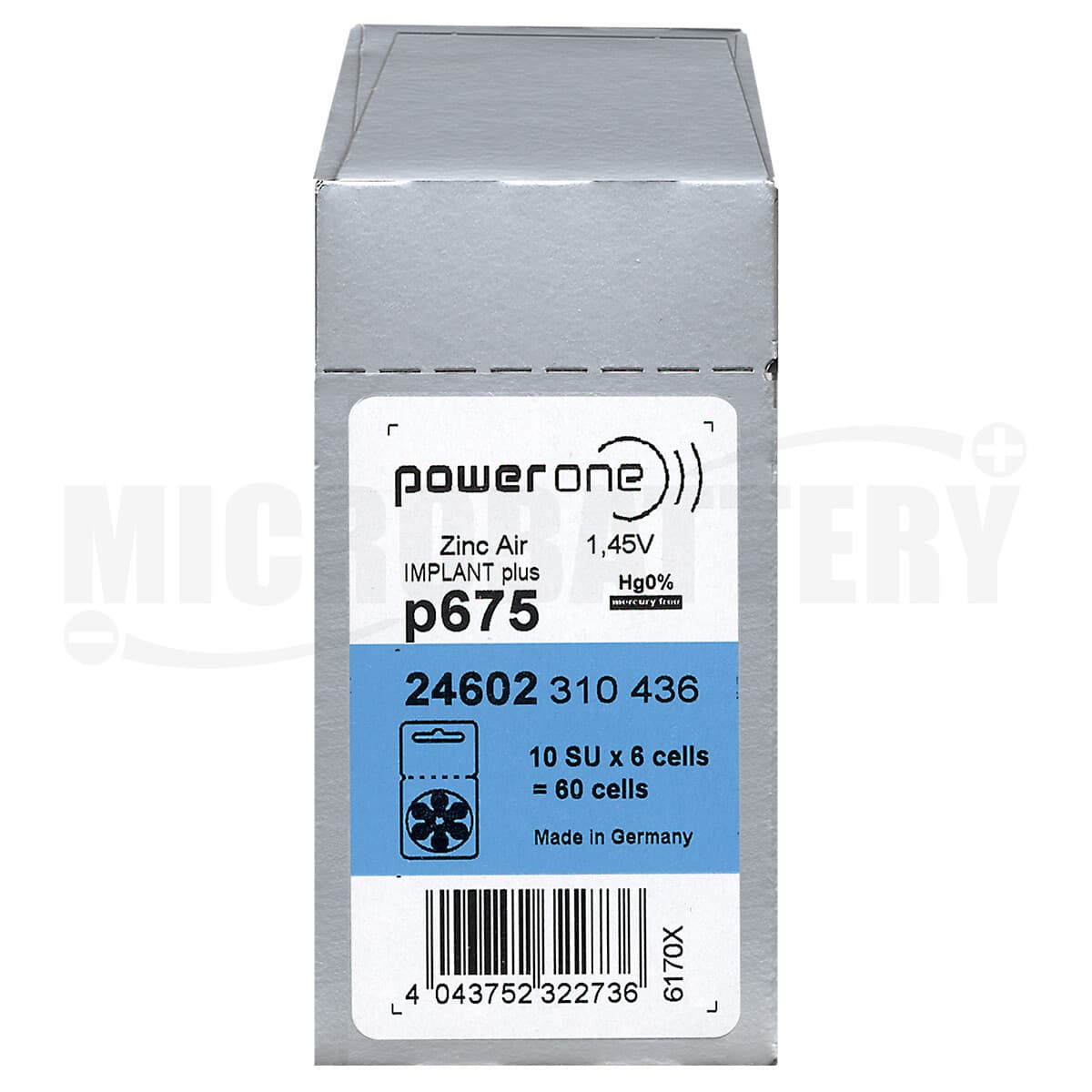 120 Cochlear Implant plus Hearing Aid Batteries by Powerone P675 675 Exp 2027 2