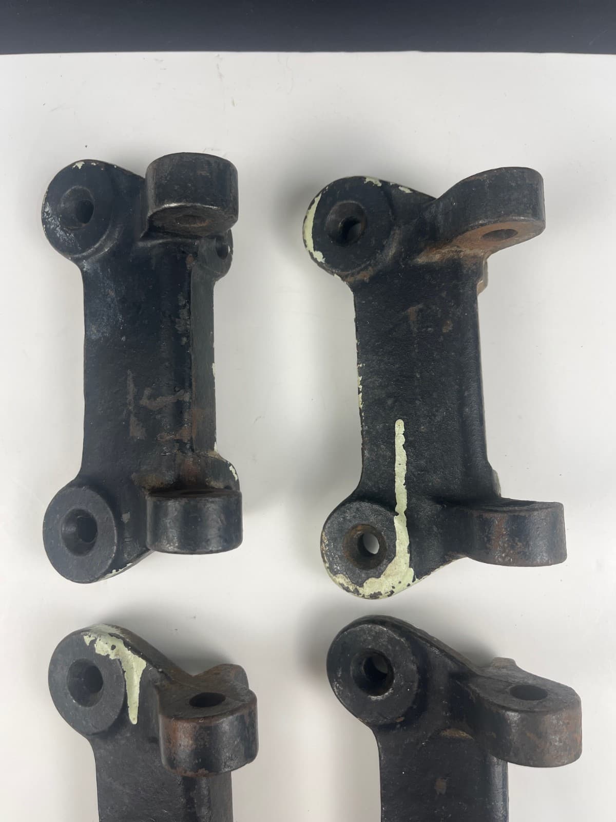 Antique Workbench Lab Table Kitchen Island Swing Stool Seat SET 4 BRACKETS IRON 2