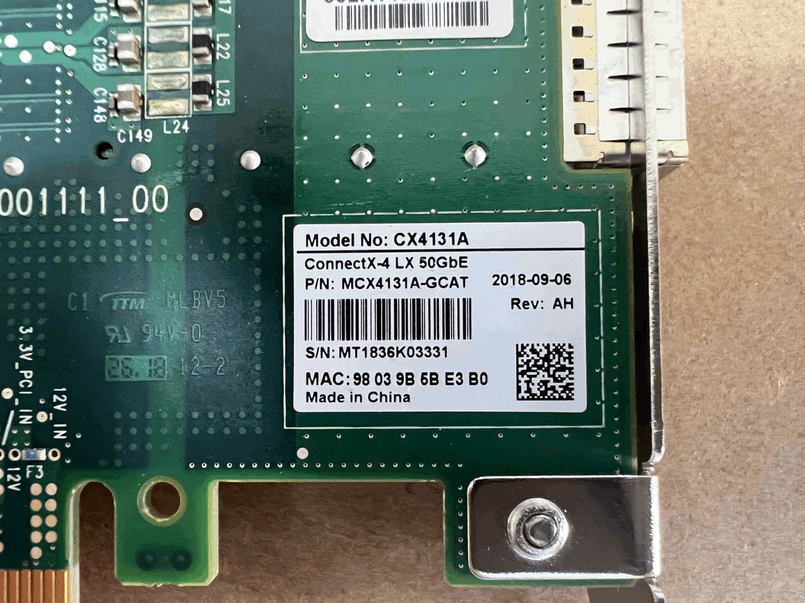 Mellanox ConnectX-4 LX CX4131A 50Gb QSFP28 PCIe Adapter MCX4131A-GCAT - FH 5