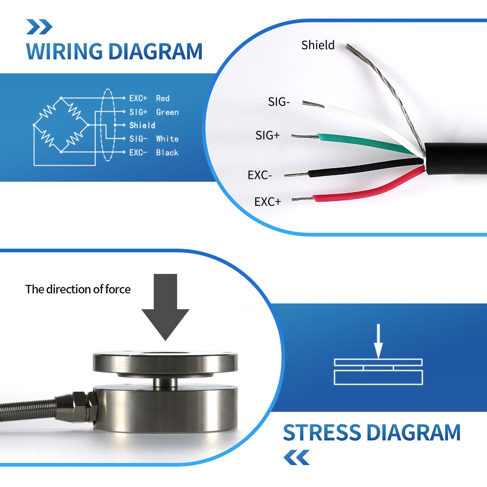 Load Cell Sensor + Indicator Display Test Compression Force Weight Pressure 6