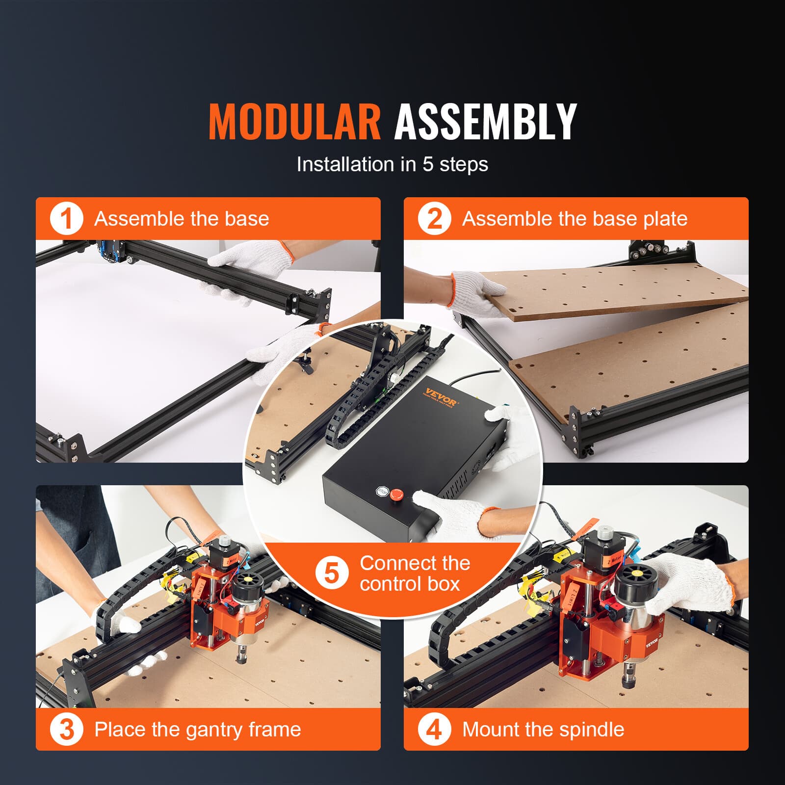 VEVOR CNC Router Machine 300W 3 Axis GRBL Control Wood Engraving Milling Machine 5