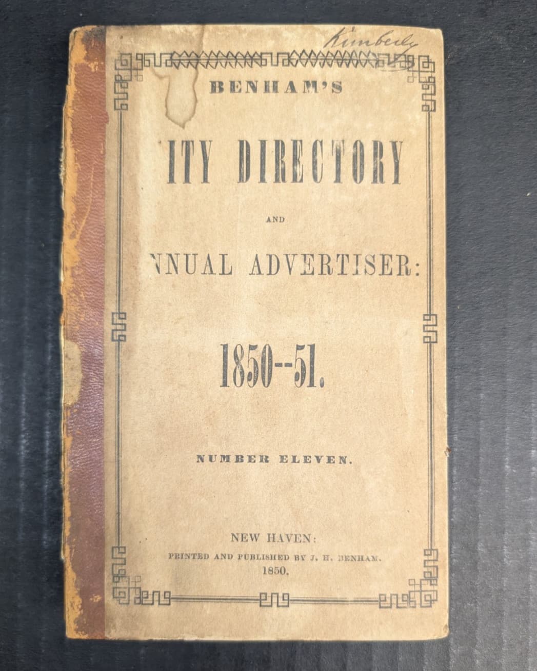 1850-51 Benham's City Directory New Haven, Connecticut with MAP