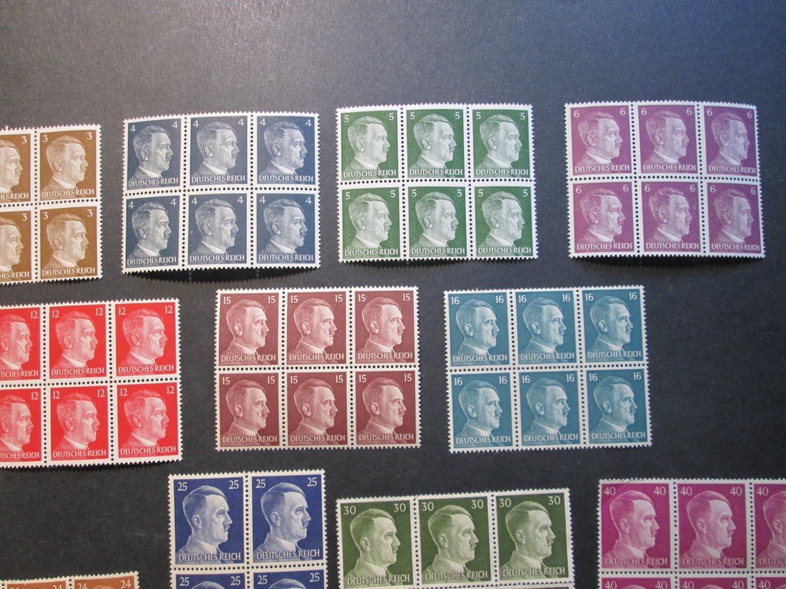 MNH Germany Europe WWII 3rd Reich Block of 6 Stamps Hitler Heads Scott HCV. 5