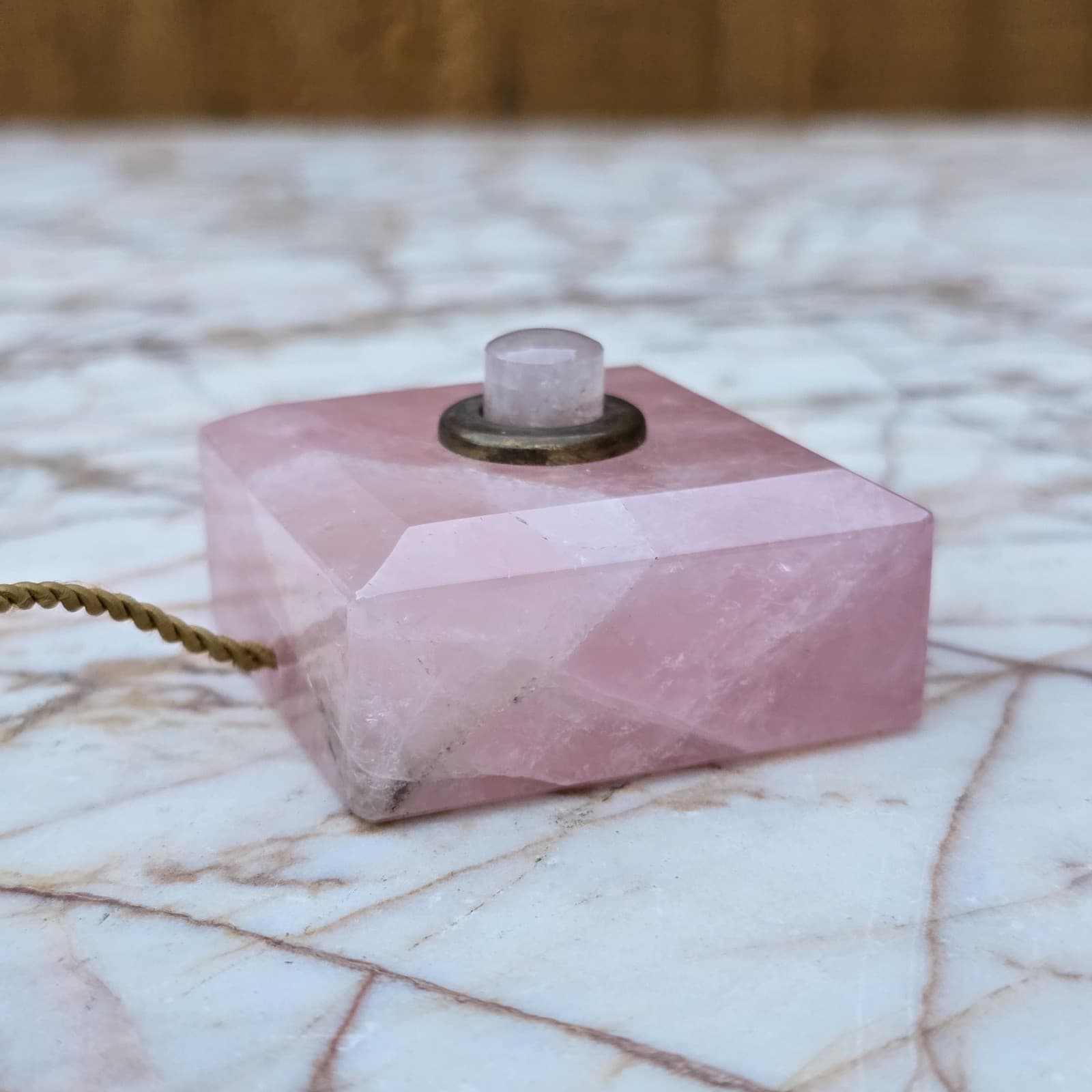 Antique Rose Quartz Servants Bell Push Call Button -  Carved c19th Superb Switch 4