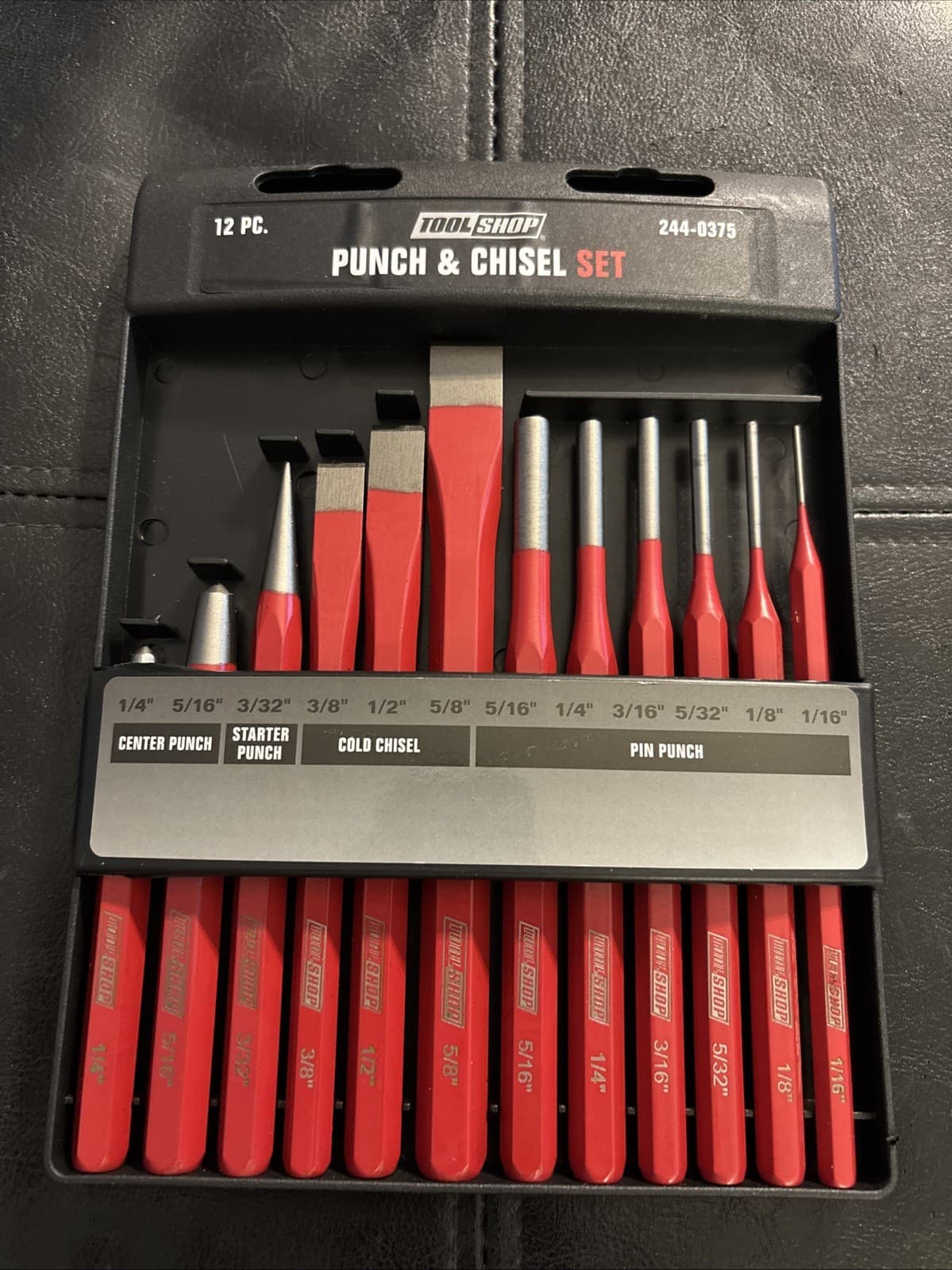 12 PC Punch & Chisel Set Cold Chisel Center Starter Pin Punch Heavy Metal W/Case
