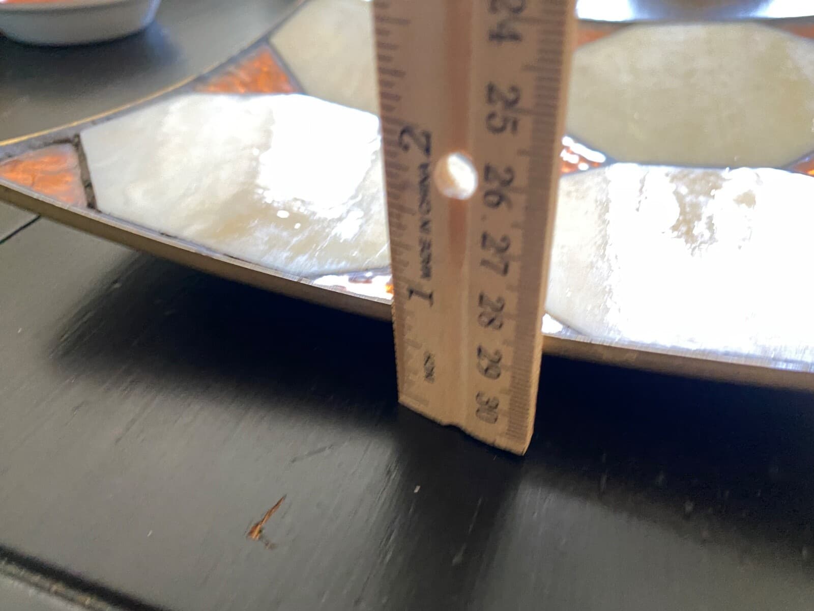 MCM Serving Dish Tray Platter Stained Glass Metal Geometric Decor 5