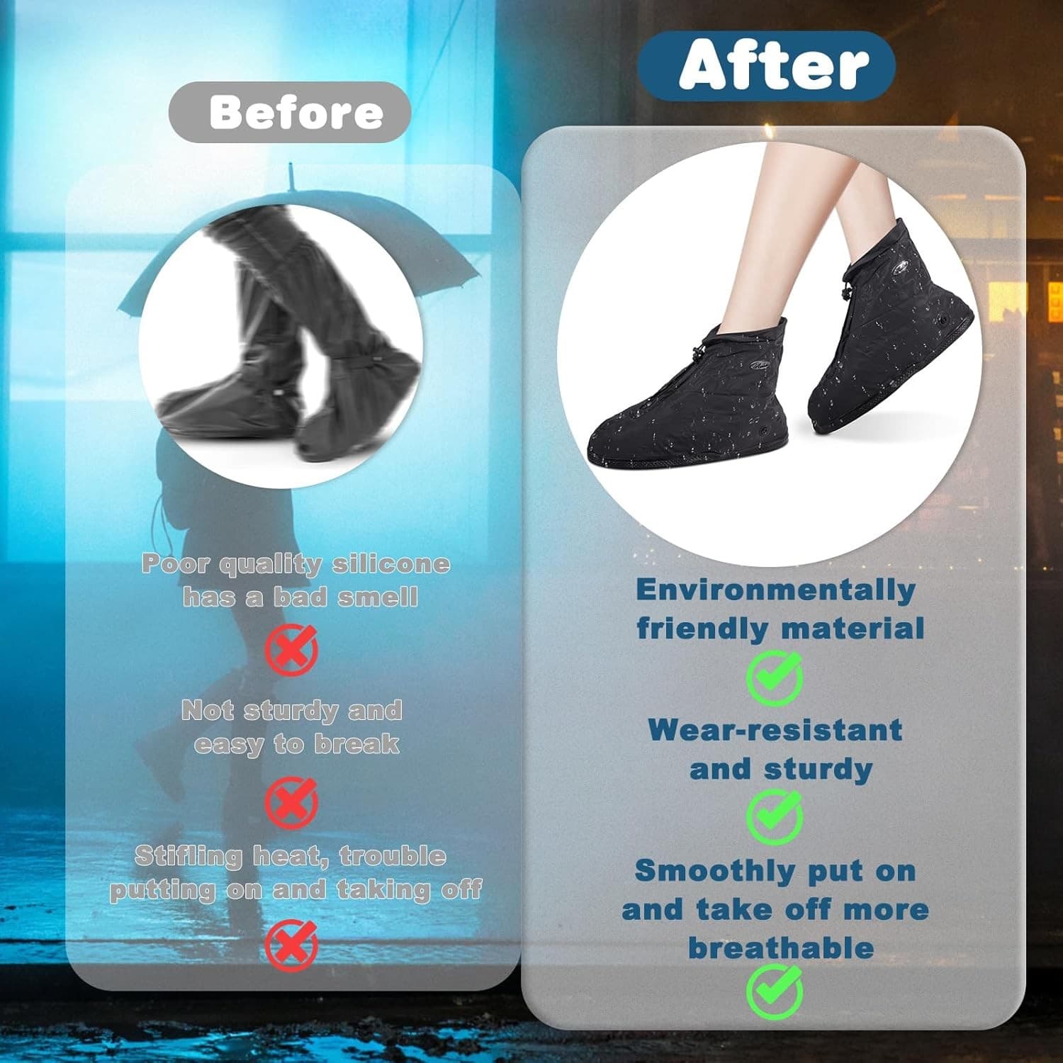 Shoe Covers with Zipper, Waterproof Hard Sole Version Shoe Covers for Rain XL 5