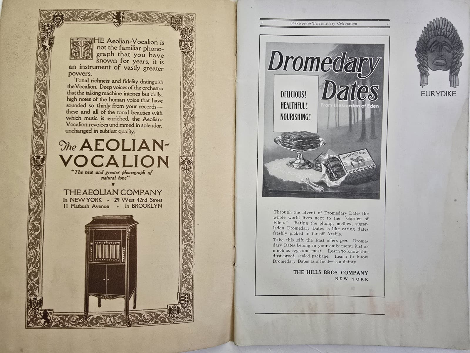 1916 Antique CALIBAN Program NYC Shakespeare Tercentenary Celebration ILLUST SC 2