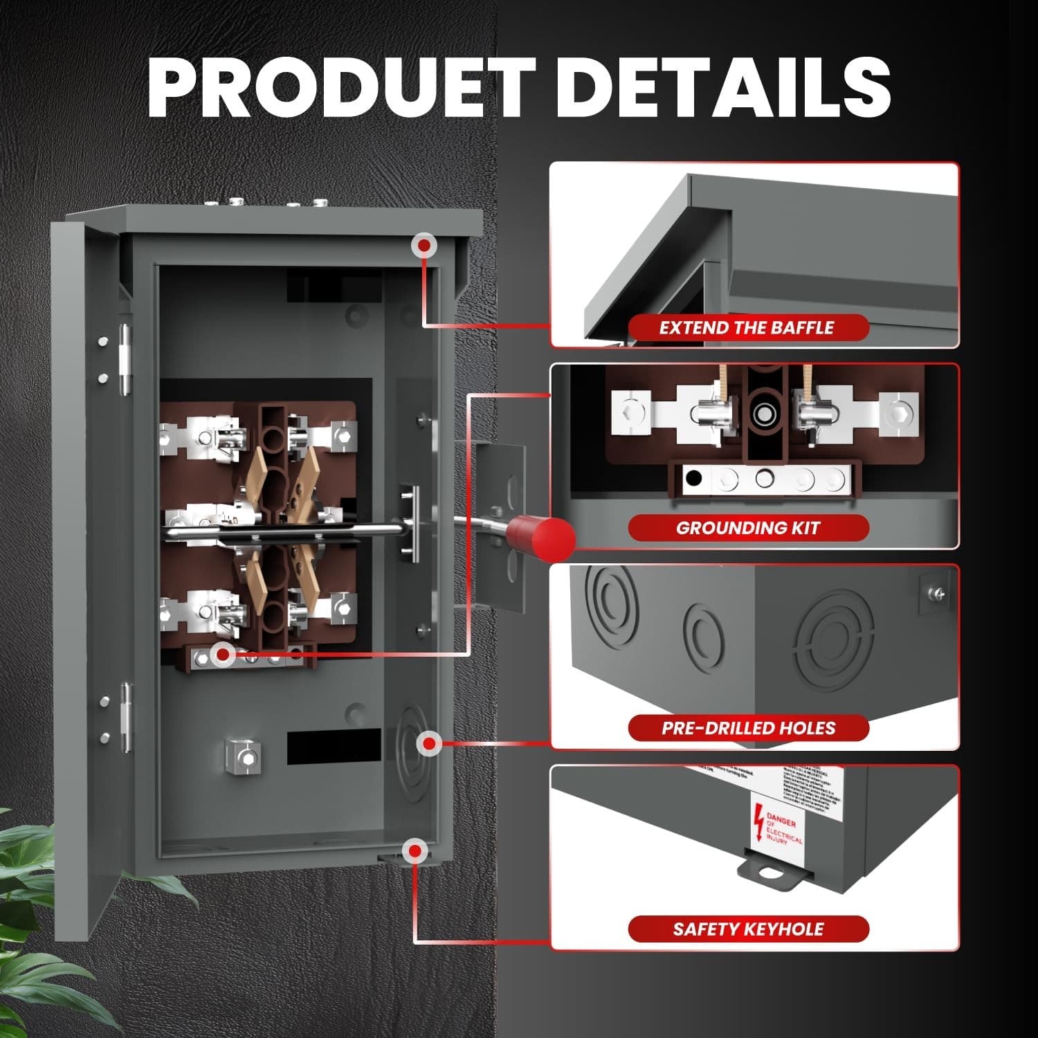 200A Manual Generator Transfer Switch,Heavy Duty 48000W General Double-Throw 3