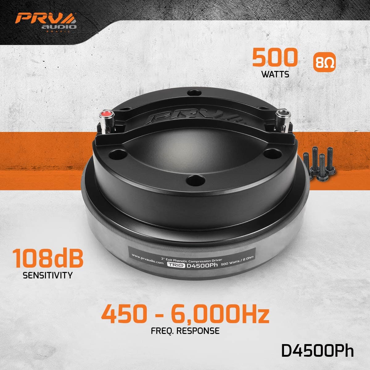 2x PRV Audio D4500Ph Phenolic Compression Driver 1000 Watts 4" Voice Coil 8 Ohm 2