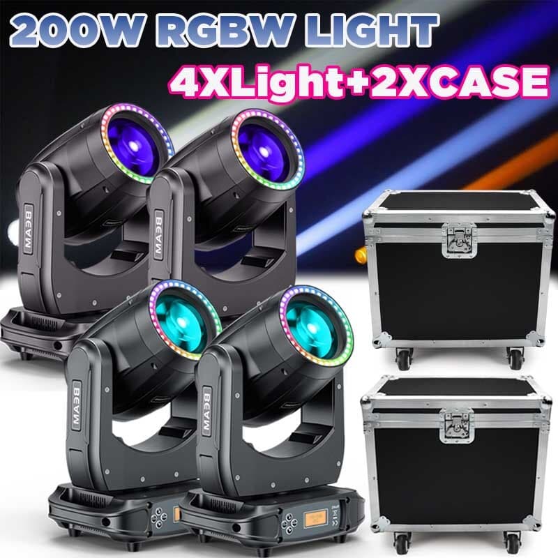 200W LED Stage Light W/ Flight Case Gobo Beam 8 Prism DMX DJ Show Moving Head