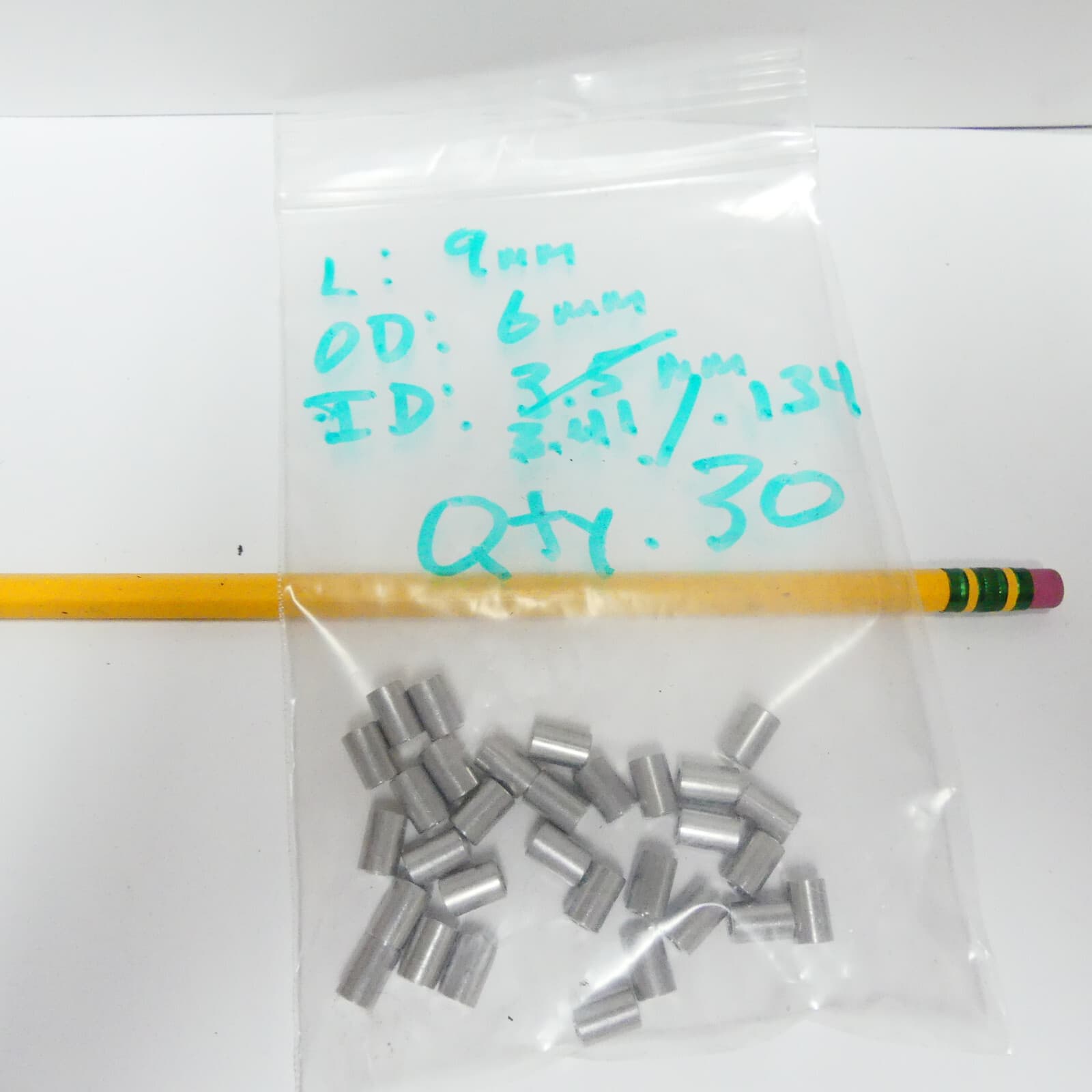 Qty 15: OD 6mm x ID 3.41mm (.134") x L 9mm Aluminum Spacer Bushing Washer