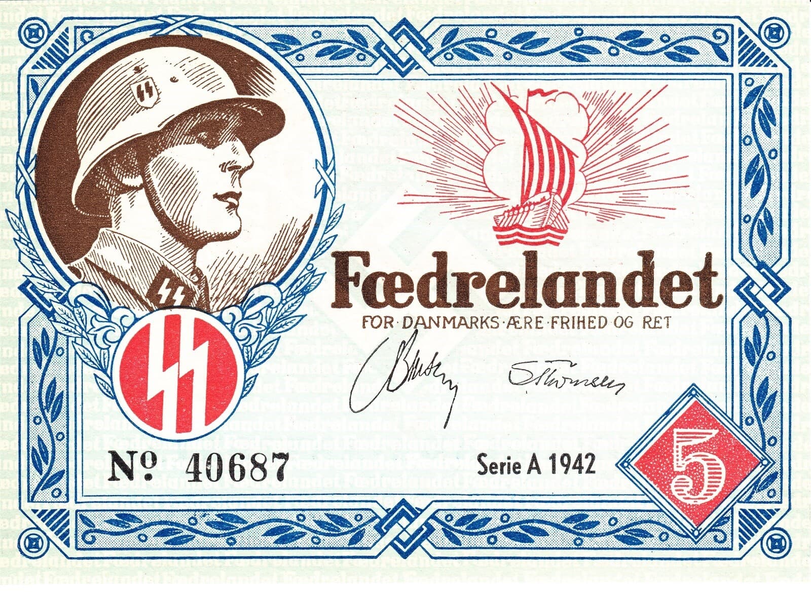 Currency Denmark 1942 WW2 Danish Legion Feldpost War Occ Set Unc AUTHENTIC!!! 2