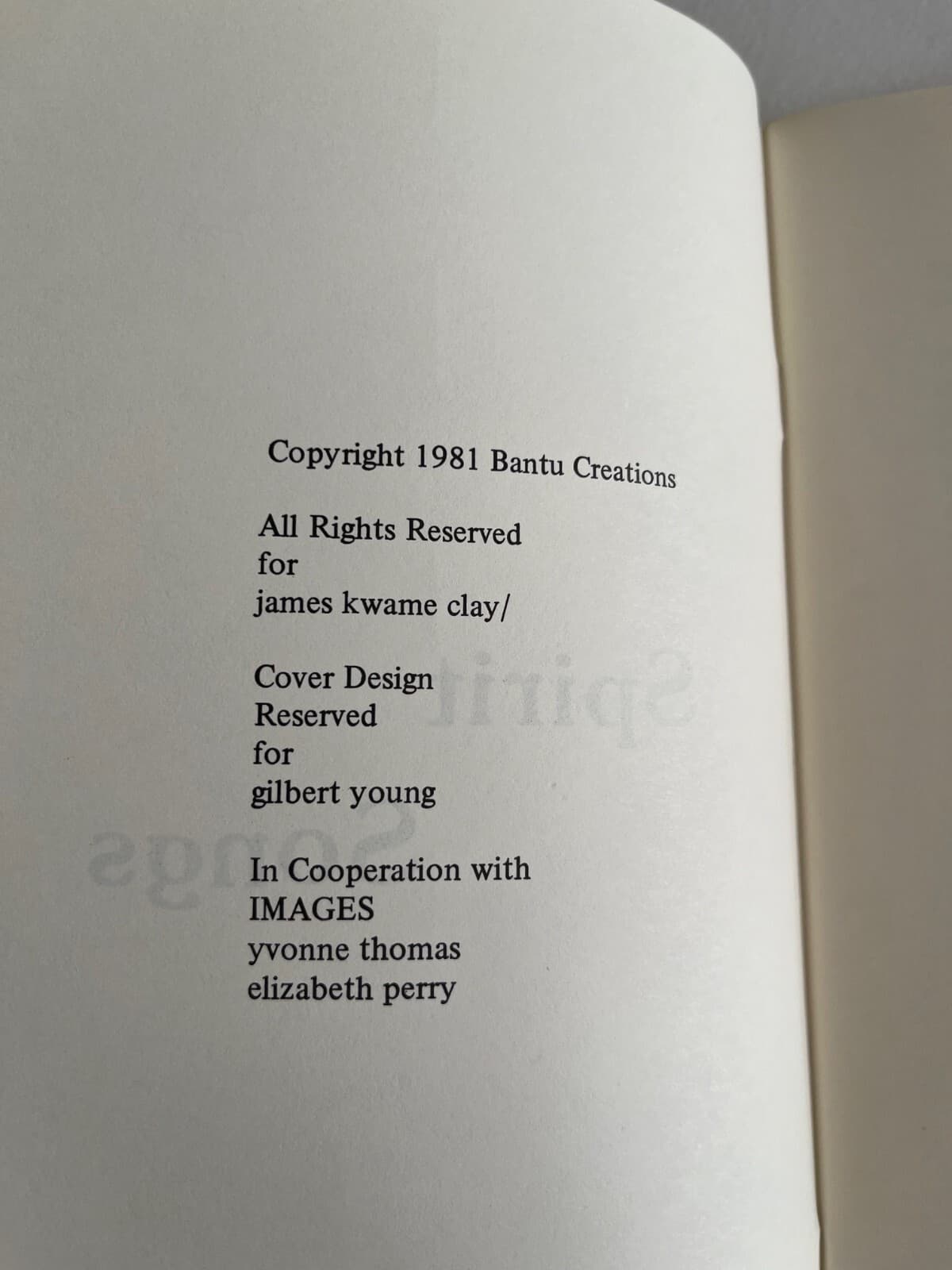 SIGNED ~ JAMES KWAME CLAY ~ Spirit Songs A Poembook Cincinnati 1981 Black Poetry 4