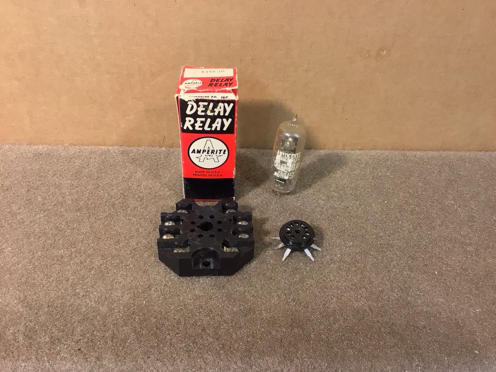 NOS AMPERITE DELAY RELAY 115F30 W/ Octal Socket & Used 6N045T W/ 9 Pin Socket 2