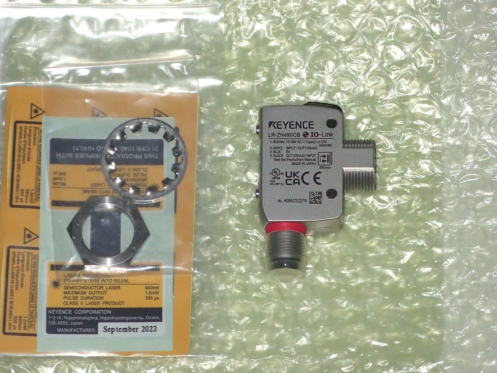 New In Box KEYENCE LR-ZH490CB Laser Sensor , Made in Japan. Mfd 2022 5