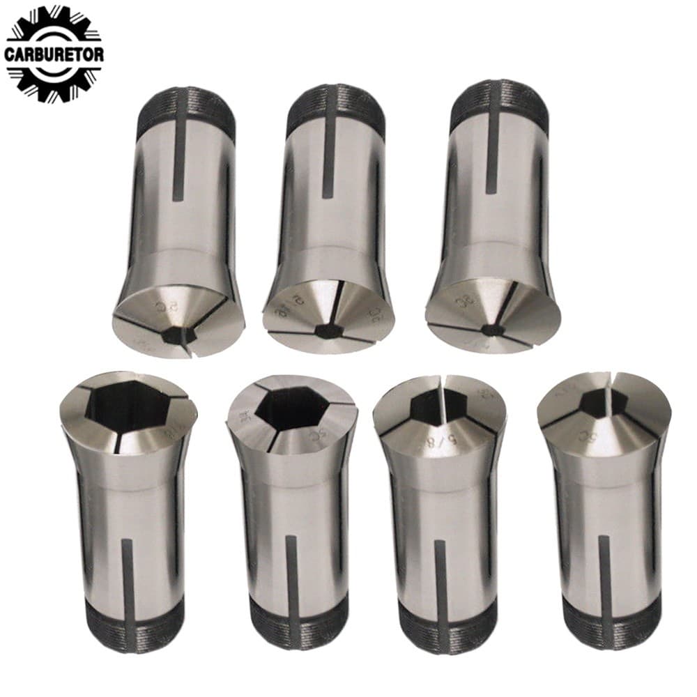 7Pcs Precision 5C Hex. Collet Set 1/4" 5/16" 3/8" 1/2" 5/8" 3/4" 7/8" TIR 0.0006 2
