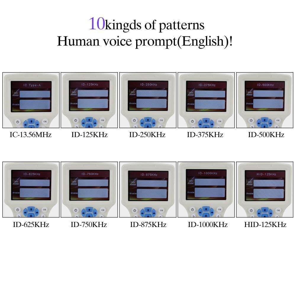 10 Frequency NFC Smart Card Reader Writer RFID Copier Duplicator 125KHz 13.56MHz 5