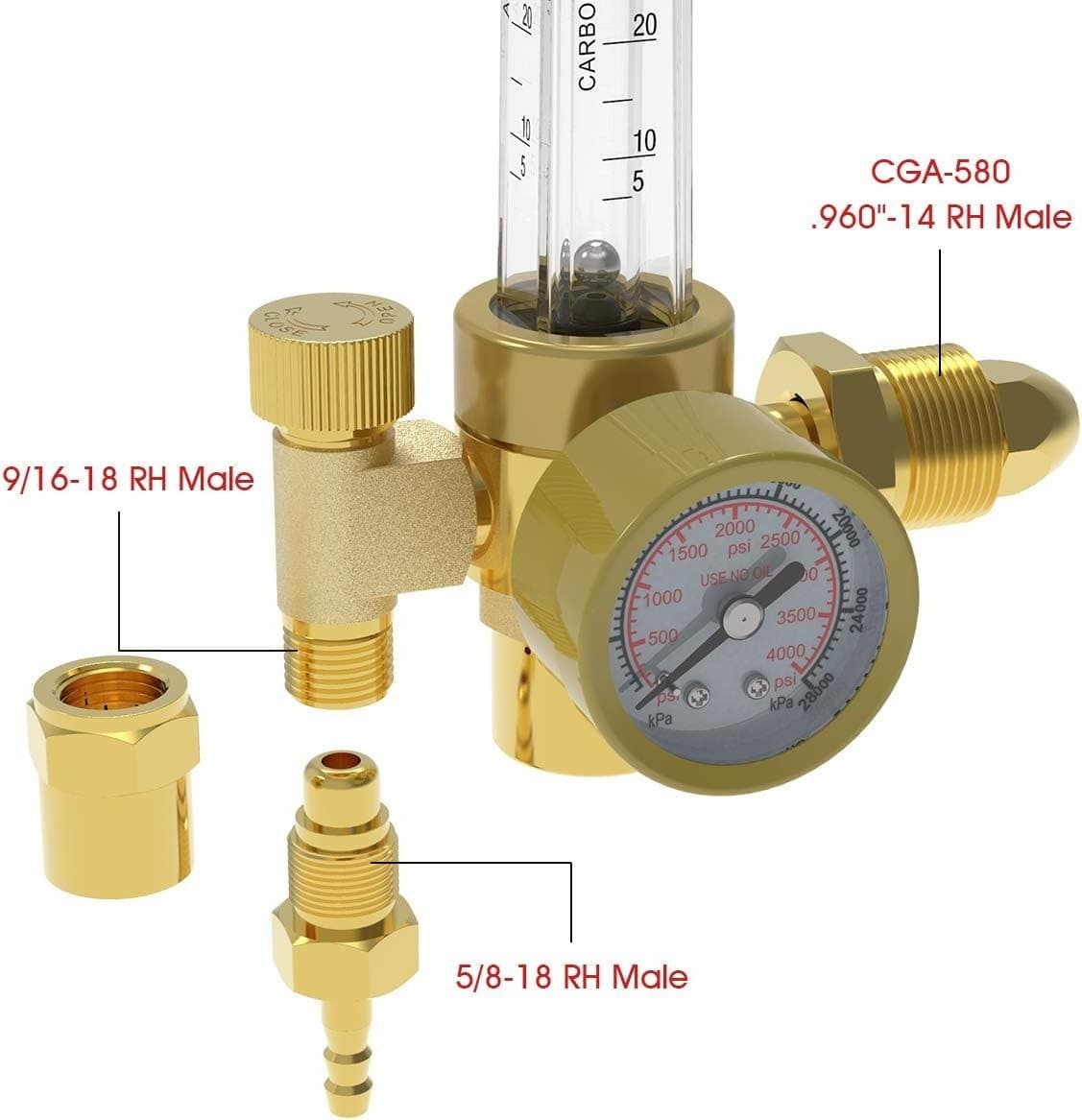 Lightweight Copper Argon Gas Regulator with Accurate Pressure Gauge (0-4000 PSI) 6