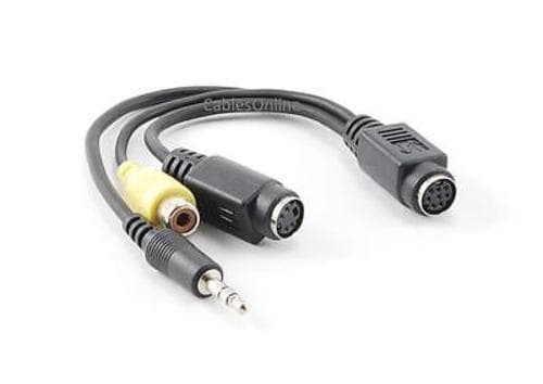 ATI All-In-Wonder 3Head Input Cable, MiniDin8 Male to RCA/S-Video/ 3.5.mm Audio 3