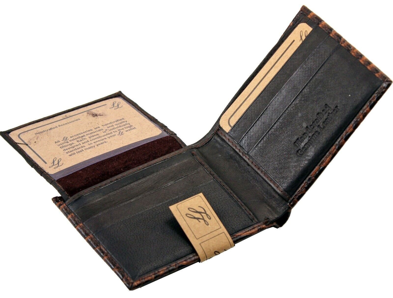 New Mens Genuine Leather Bifold Wallet ID Credit Card Alligator Window Crocodile 5