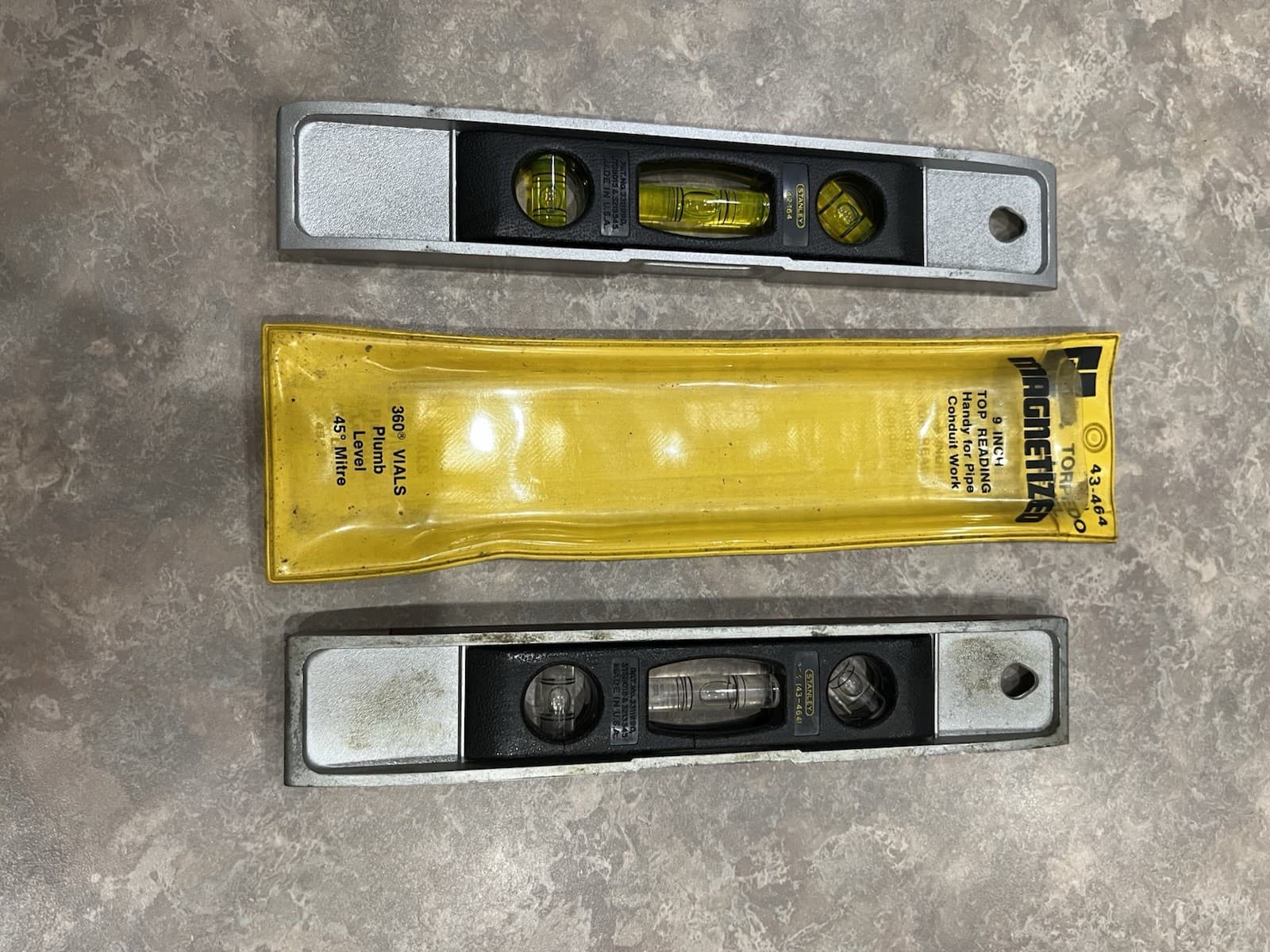 1960"s Stanley Magnetic Torpedo Level 9" 43-464 (364)   & 9" level