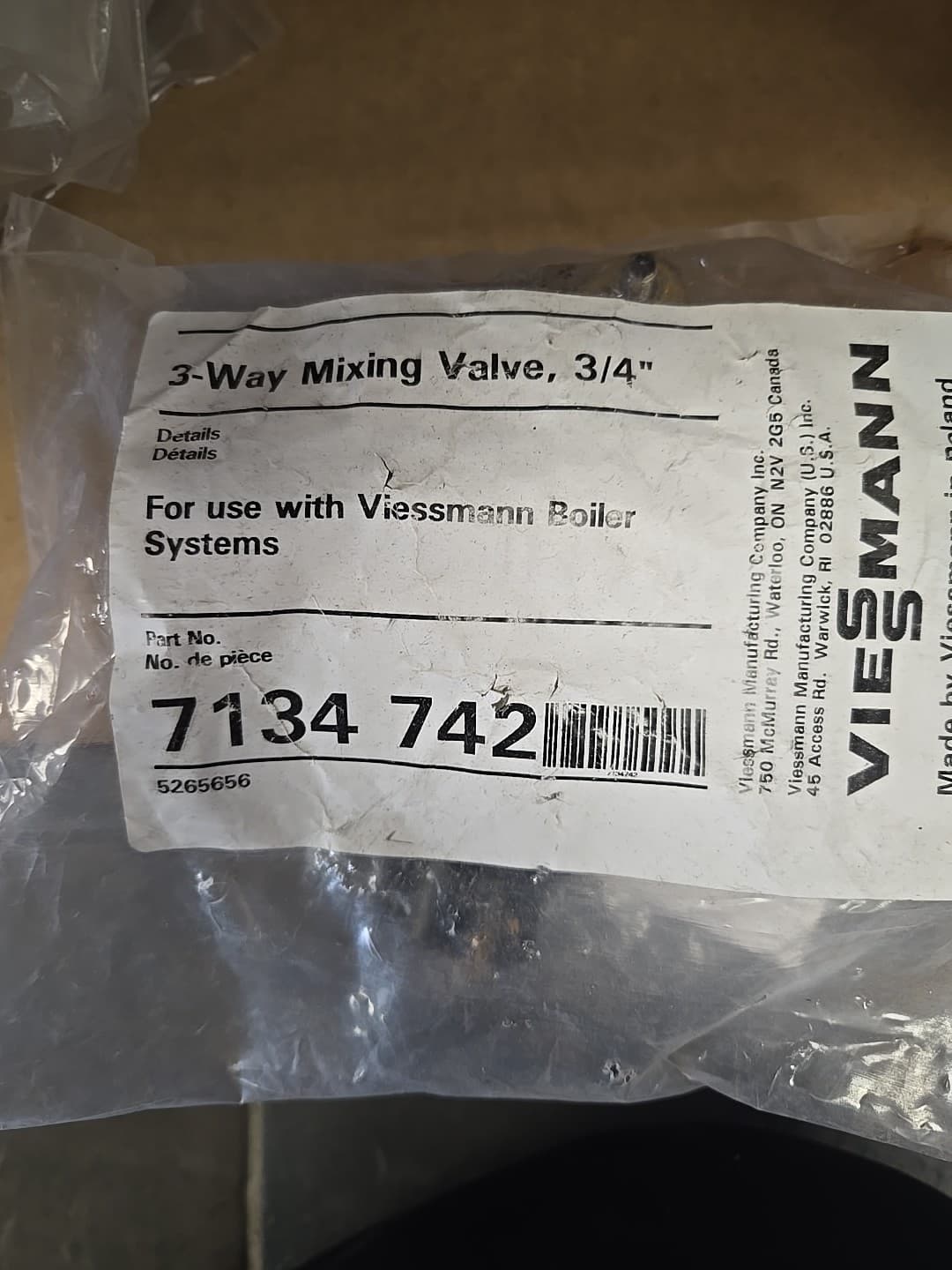 Viessmann 7134742 3-way Mixing Valve 3/4"