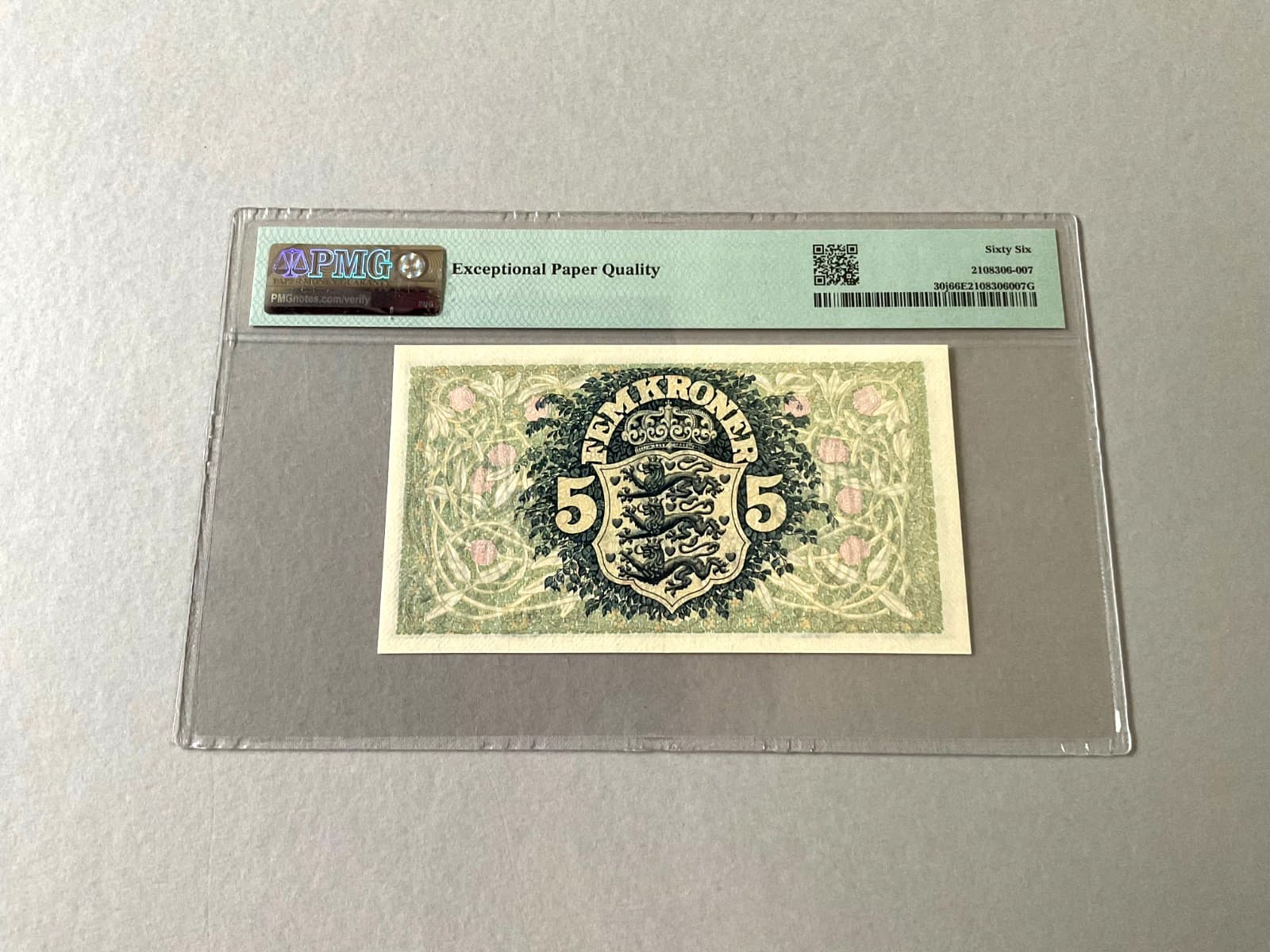 Denmark 5 Kroner P-30j 1943  PMG 66 EPQ 3