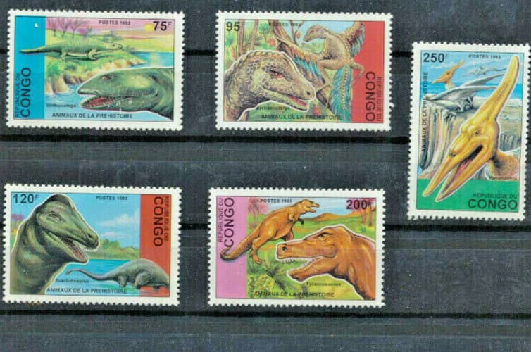 Dinosaurs Prehistoric Animals CONGO #1043- 1047 Mint NH Complete 1993 $9.85 Val